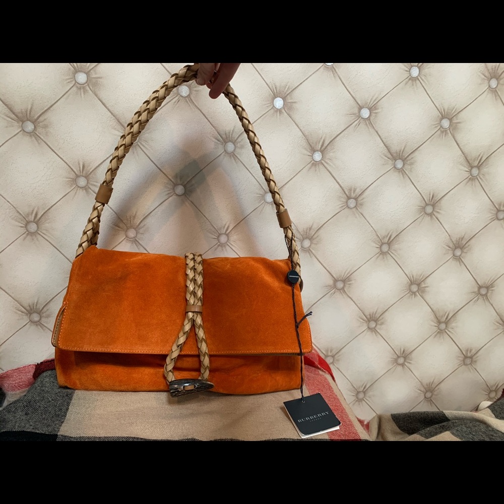 Burberry burnt orange suede handbag. Never used!